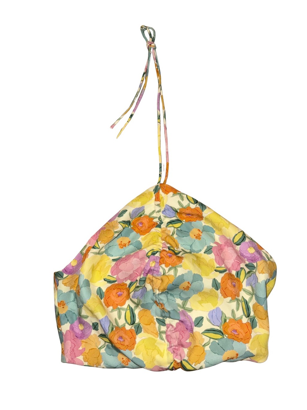 Zara Yellow Floral Tie-Neck Crop Top